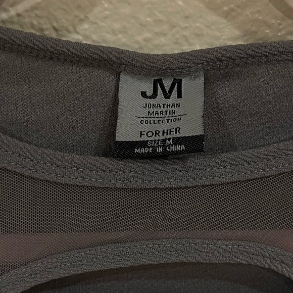 jonathan martin Gray Mini Sheath Dress with Mesh Yoke - Picture 3 of 5